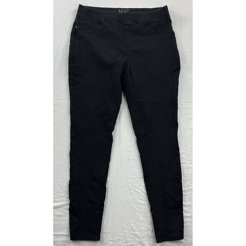 Ashley Stewart Iconic Womens Plus 14 Black Stretch Pull On Jegging Denim Pants